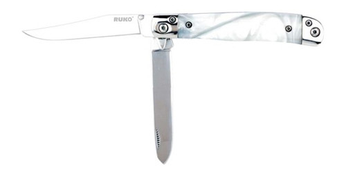 RYNOBLADE KNIVES RUKO RUK0185WP    420A   TRAPPER WHT PEARL FOLDING