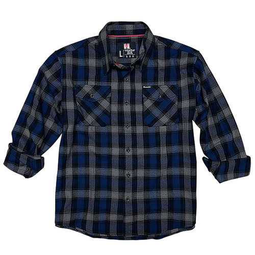 HORIZON DESIGN Hornady Gear 32205 Flannel Shirt  2XL Navy/Black/Gray,  Cotton/Polyester, Relaxed Fit Button Up