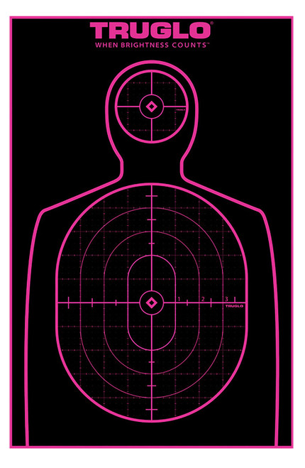 TRUGLO INC (GSM) TruGlo TG13A12BB Tru-See Handgun Target Self-Adhesive Heavy Paper Black/Pink 12"x18" Silhouette 12 Pack