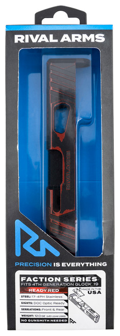 RIVAL ARMS (GSM) Rival Arms RA-RA12G206A Faction Series Slide A1 with Docter Cut Cerakote Ready Red 17-4 Stainless Steel for Glock 19 Gen4
