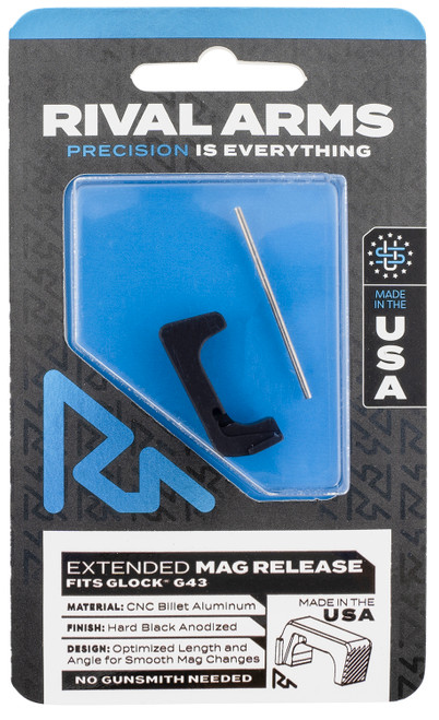 RIVAL ARMS (GSM) Rival Arms RA72G003A Magazine Release  Extended Black Anodized Aluminum for Glock 43
