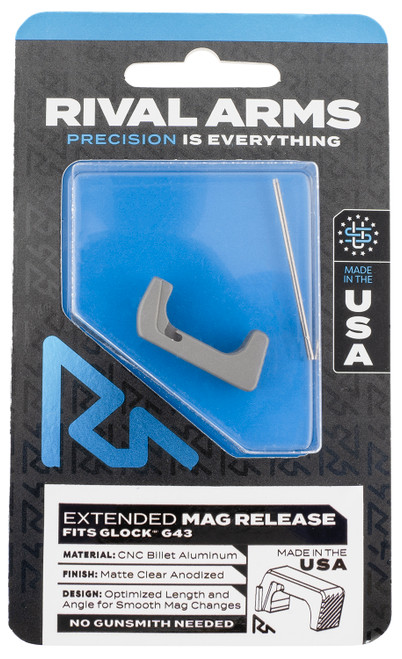 RIVAL ARMS (GSM) Rival Arms RA72G003D Magazine Release  Extended Silver Aluminum for Glock 43