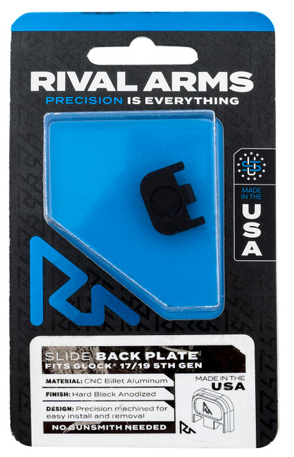 RIVAL ARMS (GSM) Rival Arms RA43G004A Slide Back Cover Plate  Double Stack Black Anodized Aluminum for Glock 17/19 Gen5