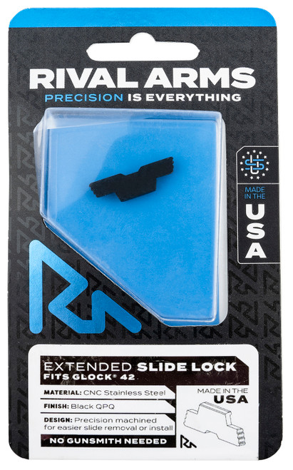 RIVAL ARMS (GSM) Rival Arms RARA80G004A Slide Lock  Extended Glock 42 Black QPQ Stainless Steel