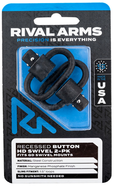 RIVAL ARMS (GSM) Rival Arms RA-RA92S2A HD Swivel Set  Black Manganese Phosphate Steel with 1.5" Loops & Recessed Button
