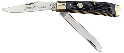 BOKER USA INC Boker 110824 Trapper 2.0 Clip Point/Spey Plain D2 Steel Blade Black Jigged Bone Handle