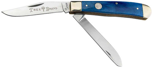 BOKER USA INC Boker 110828 Trapper 2.0 Clip Point/Spey Plain D2 Steel Blade Blue Jigged Bone Handle