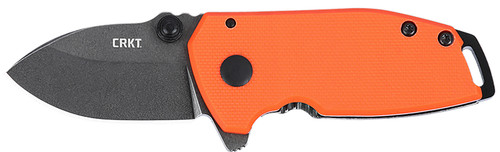 COLUMBIA RIVER KNIFE&TOOL CRKT 2486 SQUID  Compact 1.75" Folding Drop Point Plain Stonewashed D2 Steel Blade, Blaze Orange G10/SS Handle