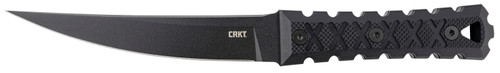 COLUMBIA RIVER KNIFE&TOOL CRKT 2927 HZ6  6.50" Fixed Plain Black Matte Baked-On Anti Rust SK-5 Steel Blade/Black w/Carved X's G10 Handle Includes Sheath