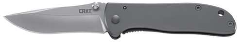 COLUMBIA RIVER KNIFE&TOOL CRKT 6450S Drifter  EDC 2.88" Folding Drop Point Plain Satin 8Cr14MoV SS Blade, Silver Stainless Steel Handle