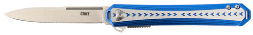 COLUMBIA RIVER KNIFE&TOOL CRKT 6710 Stickler  3.38" Folding Plain Satin 12C27 Sandvik Blade/ Blue & Silver Aluminum Handle Includes Pocket Clip