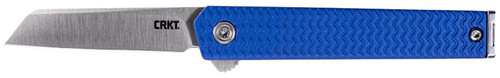 COLUMBIA RIVER KNIFE&TOOL CRKT 7083 CEO Microflipper Micro 2.21" Flipper Sheepsfoot Plain Satin 12C27 Sandvik Blade, Blue Textured w/Silver Liner & Accents Aluminum Handle, Includes Pocket Clip