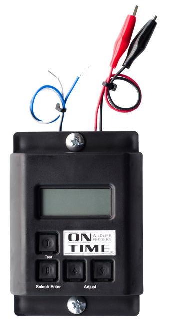ON TIME WILDLIFE FEEDERS On Time 00503 Digital Timer Replacement LCD Display, Adjustable Motor, Operates on 6 or 12 Volt Batteries, Features 6 Feedings with 1-30 Second Run Time, Compatible with Most Brand Feeders