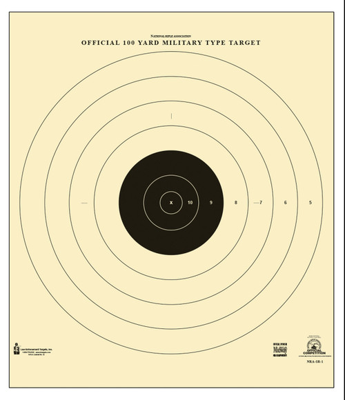 ACTION TARGET INC Action Target SR1100 Sighting Military Bullseye Tagboard Hanging 100 yds 21" x 21" Black/White 100 Per Box