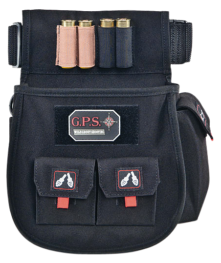 GPS BAG/GOUTDOORS(GSM) GPS Bags 1094CSP Deluxe Double Shotshell Pouch Black Polyester Waist Mount 30-52" Belt