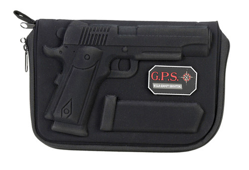 GPS BAG/GOUTDOORS(GSM) GPS Bags 908PC Custom Molded  w/ Lockable Zippers Internal Mag Holder & Black Finish for 1911 & Similar Clones