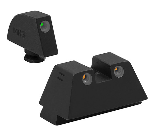 MEPRO USA LLC Meprolight USA 102243391 Tru-Dot  Green Tritium White Outline Front Sight-Orange Tritium White Outline Rear Sight Glock 17/17L/19/22/23