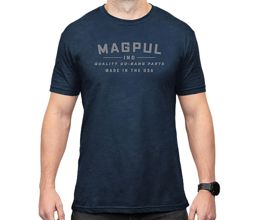 MAGPUL INDUSTRIES CORP Magpul MAG1112-410-L Go Bang Parts  Navy Heather Cotton/Polyester Short Sleeve Large
