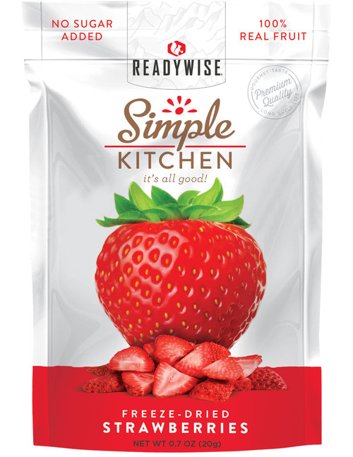 READYWISE / WISE FOODS ReadyWise SK05006 Simple Kitchen Freeze Dried Fruit Strawberry 1 Serving Pouch 6 Per Case
