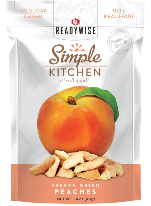 READYWISE / WISE FOODS ReadyWise SK05008 Simple Kitchen Freeze Dried Fruit Peaches 1 Serving Pouch 6 Per Case