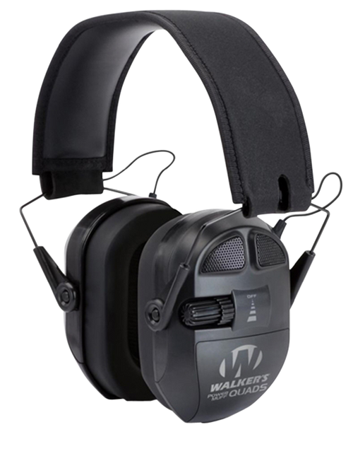 GSM OUTDOORS Walker's GWPXPMQB Ultimate Power Quad Muff 26 dB Over the Head Black Polymer