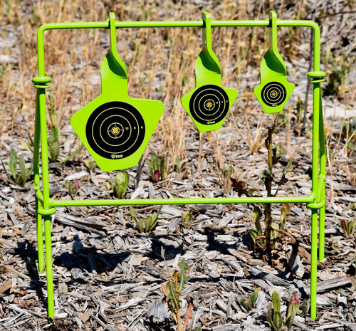 GSM OUTDOORS SME SMEST22FLD Spinning Target  Handgun Steel Black/Green Bullseye Illustration Impact Enhancement Motion