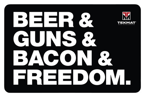 TEKMAT (GSM) TekMat TEKR17BGBF  Cleaning Mat Black/White Rubber 11"x17" "Beer & Guns & Bacon & Freedom"