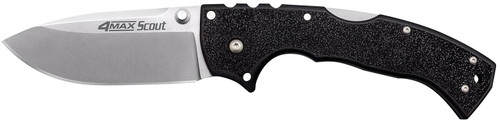 COLD STEEL (GSM) Cold Steel CS62RQZ 4-Max Scout 4" Folding Drop Point Plain Stonewashed/6" Black Griv-Ex Handle Includes Belt Clip