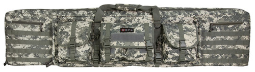 GPS BAG/GOUTDOORS(GSM) GPS Bags DRC55ACU Double Rifle Case A-TACS AU 600D Polyester w/ 2 Padded Pistol Sleeves MOLLE Webbing & Lockable Zippers
