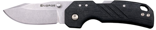 COLD STEEL (GSM) Cold Steel CSFL25DPLC Engage  2.50" Folding Clip Point Plain Stonewashed 4116 SS Blade/Black GFN Handle Includes Belt Clip