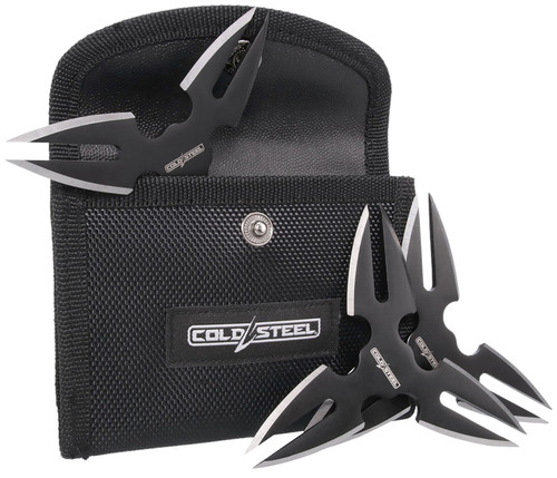 COLD STEEL (GSM) Cold Steel CSTH15STR3PK Throwing Stars  Three 1.50" Black Oxide 420 Stainless Steel Blades Includes Sheath