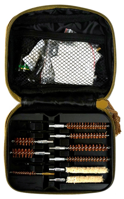 CLENZOIL UNLIMITED LLC Clenzoil 2830 Field & Range Cleaning Kit Multi-Caliber Rifle/21 Pieces Tan