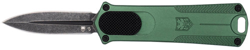 COBRA TEC KNIVES LLC CobraTec Knives 952ODGDAGNS 952  1.75" OTF Dagger Plain Stonewashed D2 Steel Blade, 3" OD Green Anodized Aluminum Handle