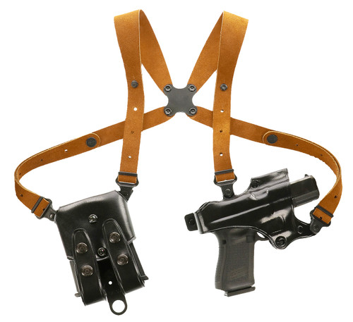 GALCO INTERNATIONAL Galco JR202B Jackass Rig Shoulder System Size Fits Chest Up To 56" Black Leather Harness Fits Beretta 92F/FS Fits Taurus PT100 Right Hand