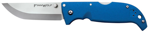 COLD STEEL (GSM) Cold Steel CS20NPG Finn Wolf 3.50" Folding Straight Back Plain Satin Polished AUS-8A SS Blade/Blue Griv-Ex Handle Includes Pocket Clip