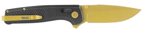 SOG KNIVES (GSM OUTDOORS) S.O.G SOGTM1033BX Terminus XR LTE 2.95" Folding Clip Point Plain Gold TiCN Cryo CPM S35VN Steel Blade Black G10/Carbon Fiber Handle Features Box Packaging Includes Pocket Clip