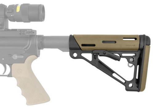 HOGUE COMBAT GRIPS INC Hogue 15350 OverMolded Collapsible Buttstock Tan OverMolded Rubber Black Synthetic AR-15, M16, M4