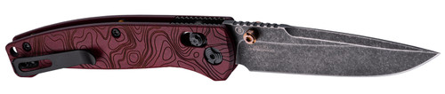 HOGUE COMBAT GRIPS INC Hogue 24452 Mysto  3.40" Folding Drop Point Plain Black Stonewashed CPM MagnaCut Steel Blade, Redstone Richlite Handle