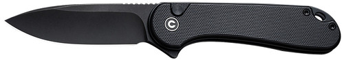 ALLEDGE INTERNATIONAL Civivi Knives C18062P-1 Elementum II  EDC 2.96" Folding Drop Point Plain Black Stonewashed Nitro-V Steel Blade, Black Textured G10 Handle