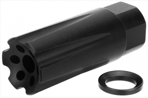 TACFIRE INC TacFire MZ1020 Linear Compensator Black Nitride Steel with 1/2"-28 tpi Threads, 2.26" OAL & 0.87" Diameter for 5.56x45mm NATO AR-15