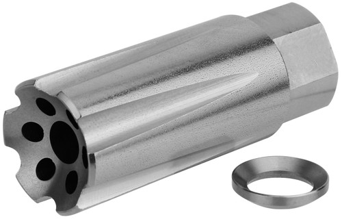 TACFIRE INC TacFire MZ1020SS Linear Compensator Stainless Steel with 1/2"-28 tpi Threads, 2.05" OAL & 0.87" Diameter for 5.56x45mm NATO AR-15
