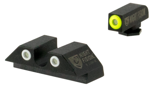 Night Fision GLK001007YGW Tritium Night Sights For Glock  Green Tritium Yellow Outline Front Sight- Green Tritium White Outline Rear Sight Glock 17/17L/19/22