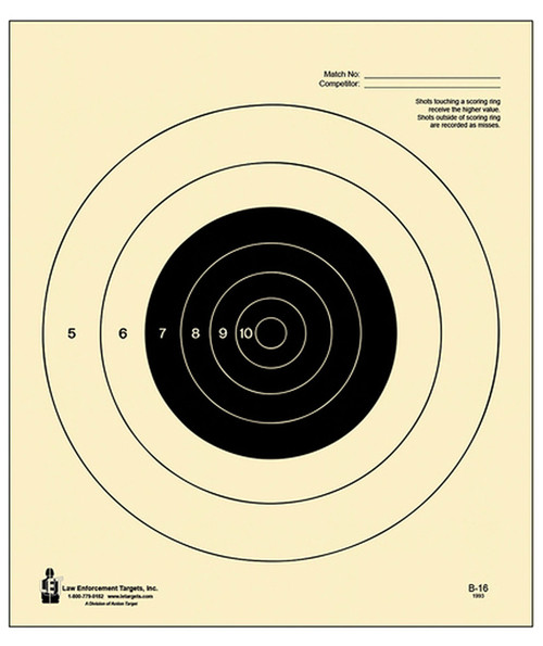 ACTION TARGET INC Action Target B16100 Competition NRA Slow Fire Bullseye Tagboard Hanging 25 yds Handgun 10.50" x 12" Black/White 100 Per Box