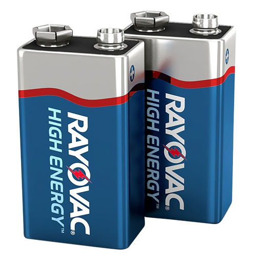 RAYOVAC (ENERGIZER) Rayovac A16042JT 9V HIGH  ENERGY Alkaline Batteries  Silver/Blue 9 Volts 565 mAh (2) Single Pack