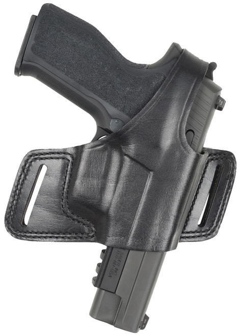 BIANCHI INTERNATIONAL Bianchi 15718 Black Widow  OWB Size 14 Black Leather Belt Slide Fits Glock 17 Fits Glock 19 Fits Glock 22 Right Hand
