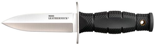 COLD STEEL (GSM) Cold Steel CS39LSAC Leatherneck Double Edge Mini 3.50" Fixed Plain 8Cr13MoV SS Blade/3.25" Black Deep Checkered w/Double Quillon Guard Kray-Ex Handle Includes Sheath