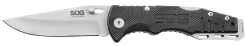 SOG KNIVES (GSM OUTDOORS) S.O.G SOGFF1001C Salute Mini 3.10" Folding Clip Point Plain Bead Blasted 8Cr13MoV SS Blade Black G10 Handle Includes Pocket Clip