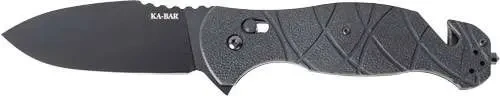 KA-BAR KNIVES KA-BAR COYTU DROP POINT FOLDER KNIFE 3.5IN BLADE 8.75IN OAL AUS 8A SS CROSSBAR GFN HANDLE BLACK