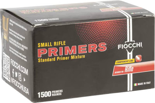 FIOCCHI STANDARD SMALL RIFLE PRIMERS ( 1500 PER CARTON ) 8 PER CASE