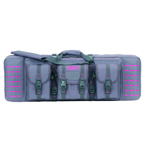 VOODOO TACTICAL 36" PADDED WEAPONS CASE WITH DIE CUT MOLLE (BLACK WITH PINK)